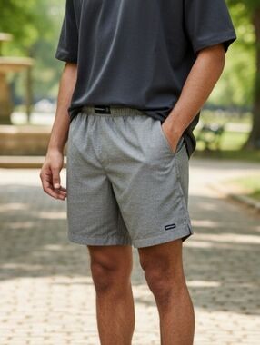 Abercrombie & Fitch Gray Athletic Shorts with Elastic Waist